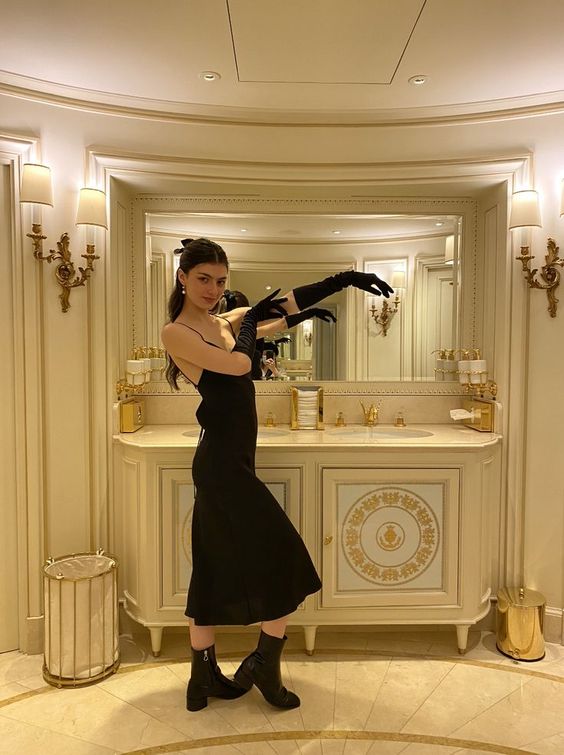 Silk Cowl Neck Prom Dress Black Backless Party Dress