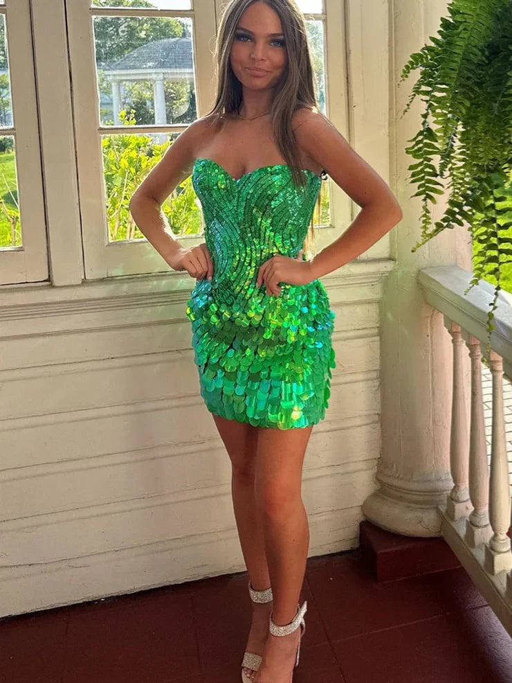 Hot Sheath Sweetheart Hot Pot Sequins Short Homecoming Dress