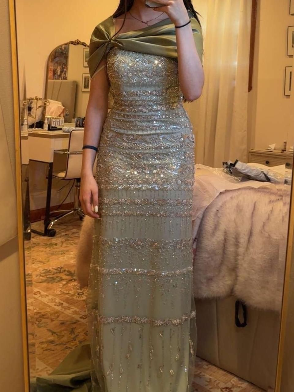 Green Long Prom Dresses Beaded Party Dress 20th Birthday Outfits