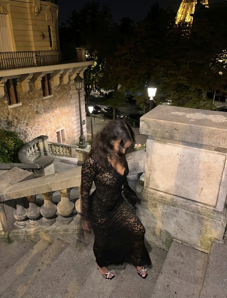 Black Sexy Lace V Neck Evening Dress Long Prom Dress