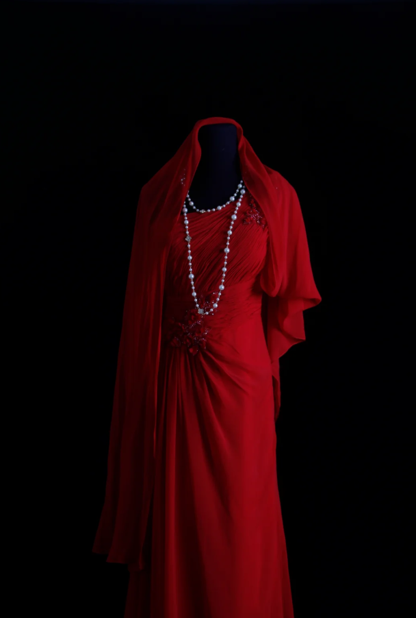 Classy Red One Chiffon Pleated Beaded Mermaid Long Evening Dress Formal Wedding Guest Dress
