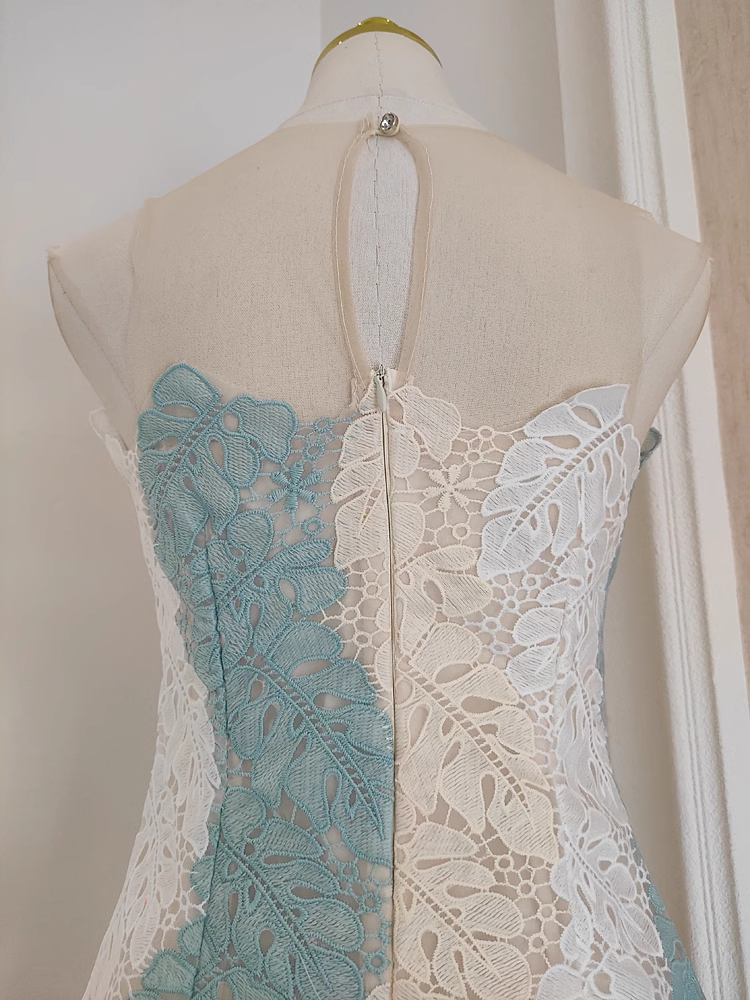 Cute A line Ivory Blue Lace Party Dress Holiday Birthday Outfits For Women