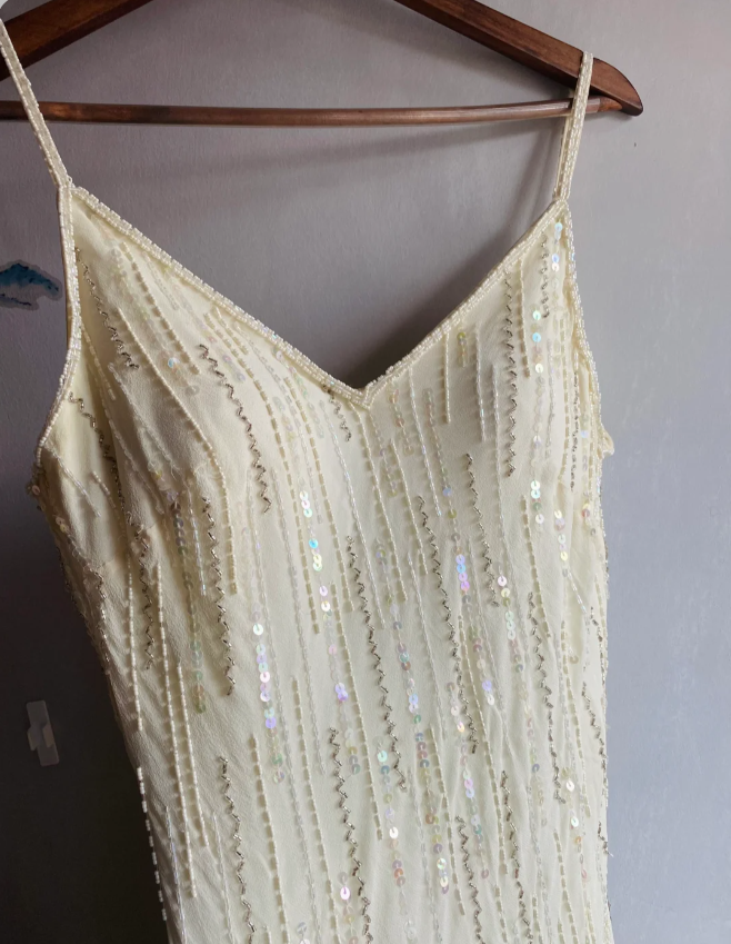 Dreamy White Mermaid Beaded 3D Petal Sequin Long Prom Dress Evening Dress