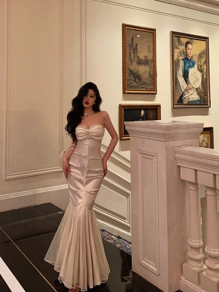 Chic Mermaid Sweetheart Long Ruffles Prom Dresses Birthday Dress