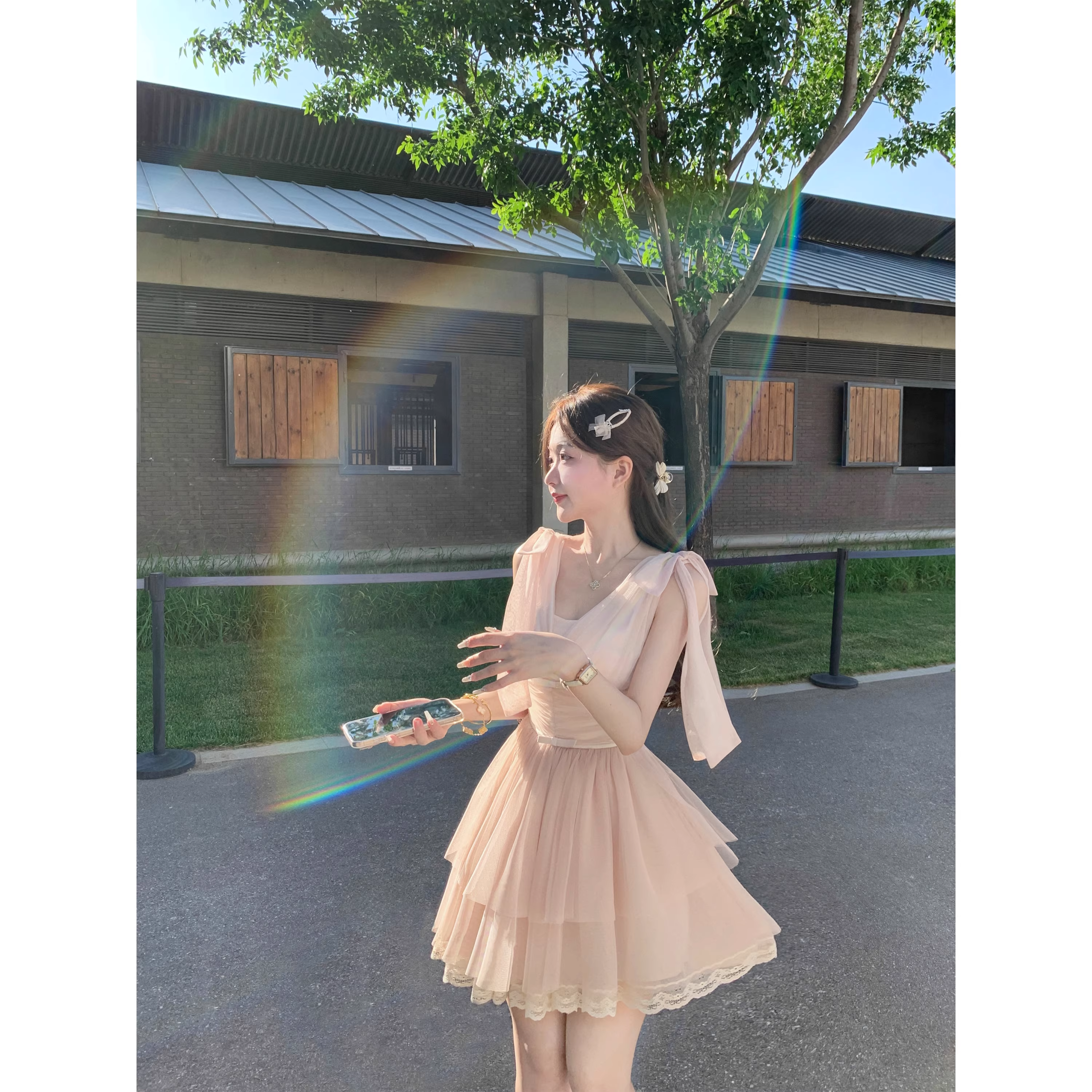 Date dress halter neck tulle dress short skirt A134