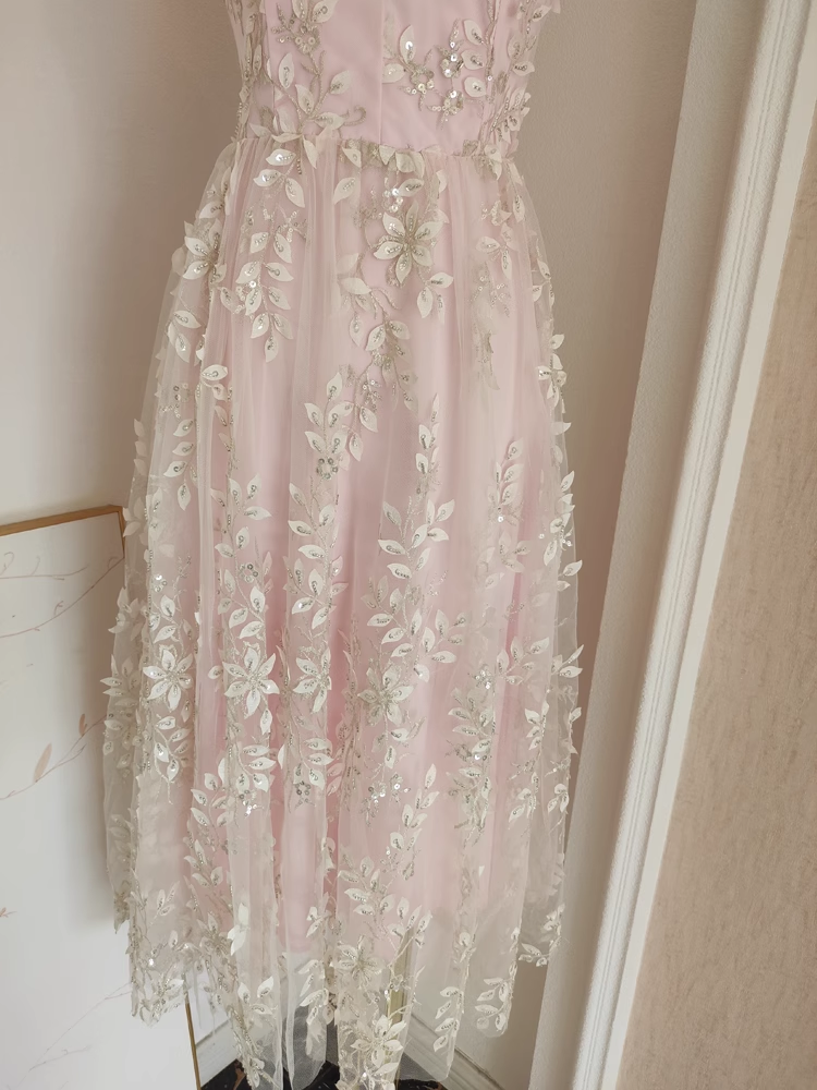 Sexy A line High Neckline Pink Tulle Dinner Party Dresses Birthday Outfits