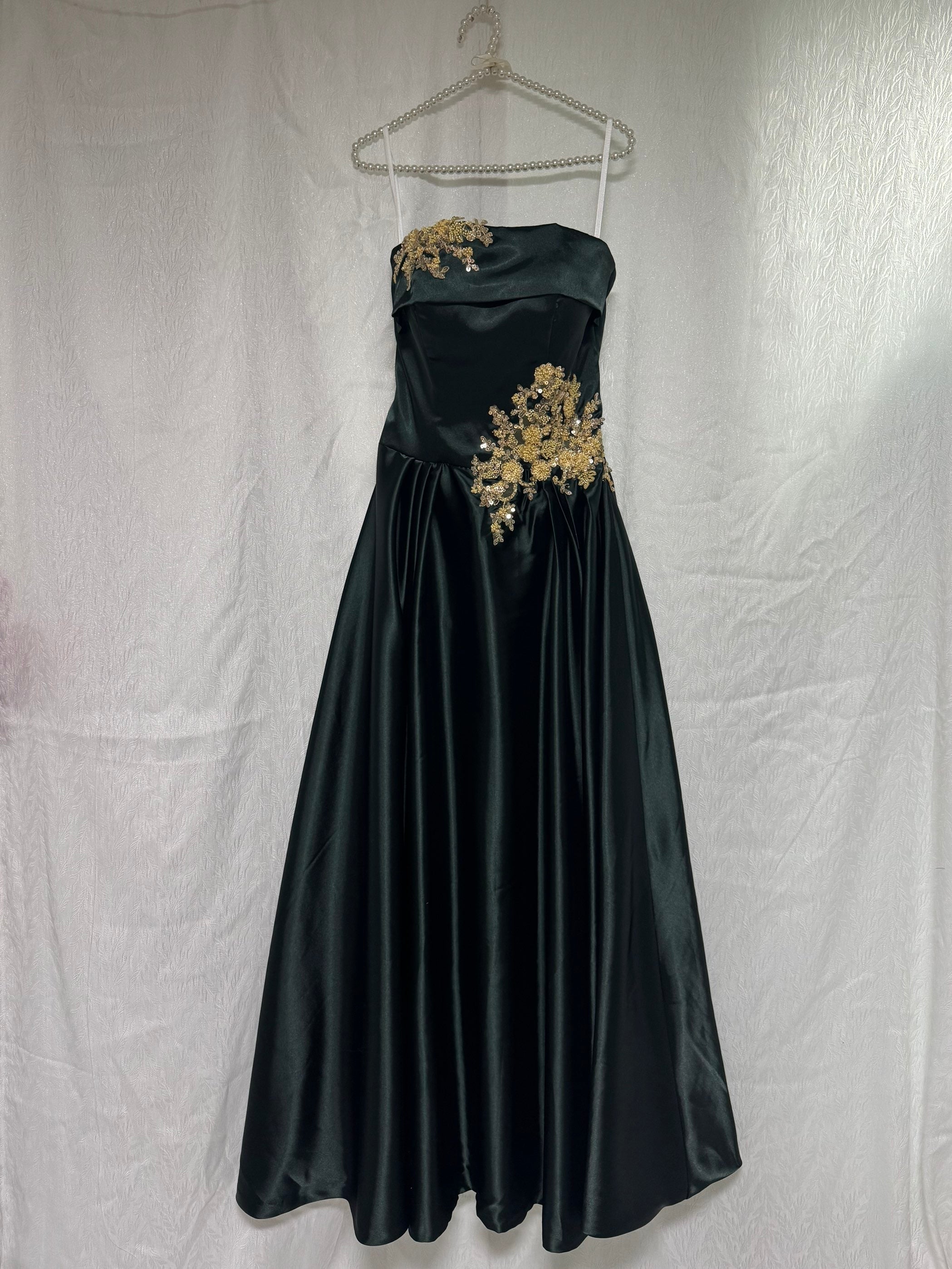 Stunning A Line Satin Prom Party Dress With Beading Modest Graduation Dress