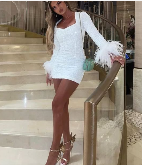 Glitter White Sequin Homecoming Dress,21th Birthday Outfit Dress