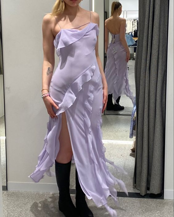 Backless Sleeveless Ruffle Tassel Side Split Irregular Party Dress