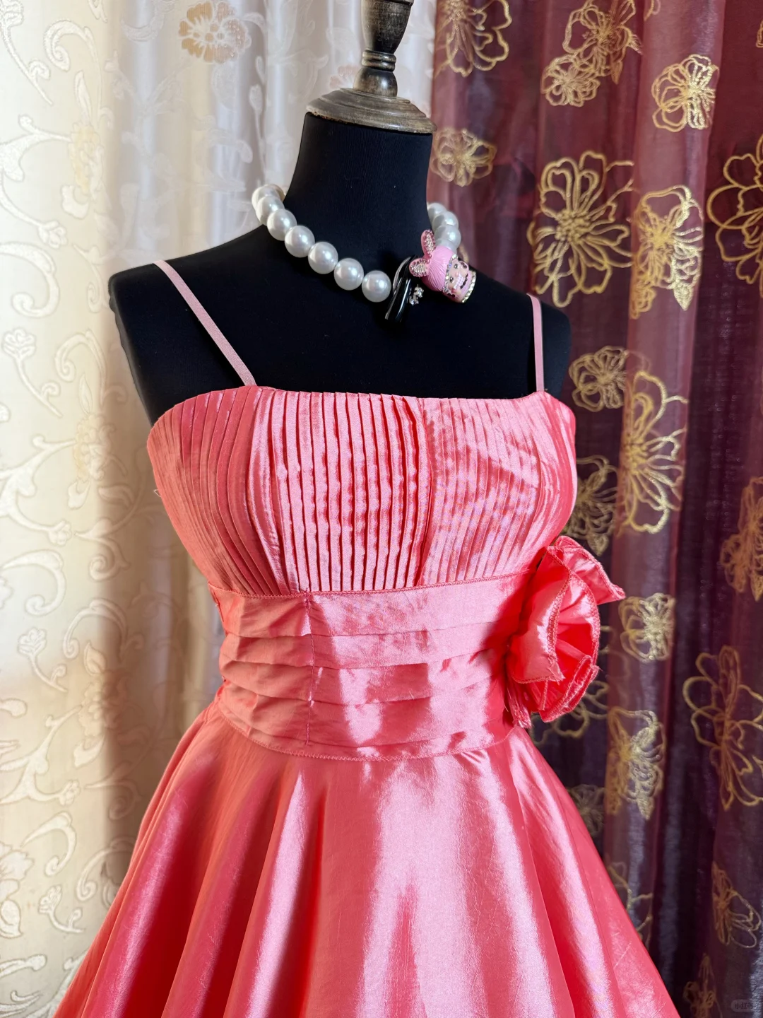 Pretty Spaghetti Straps Pink Satin A Line Homecoming Dress Short 21st Birthday Outfits With Flower