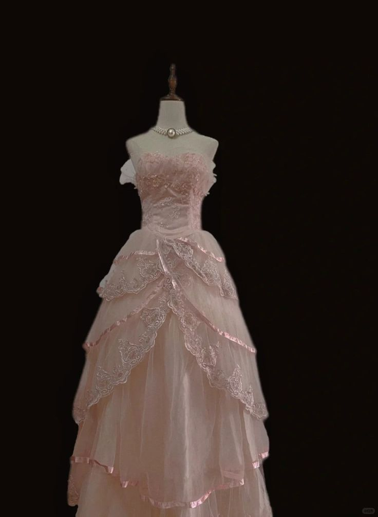 Pink Tulle With Lace Princess Party Dress Strapless Birthday Evening Dress