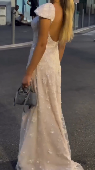 Pretty White Tulle Lace Appliques Long Party Dress Formal Prom Dresses