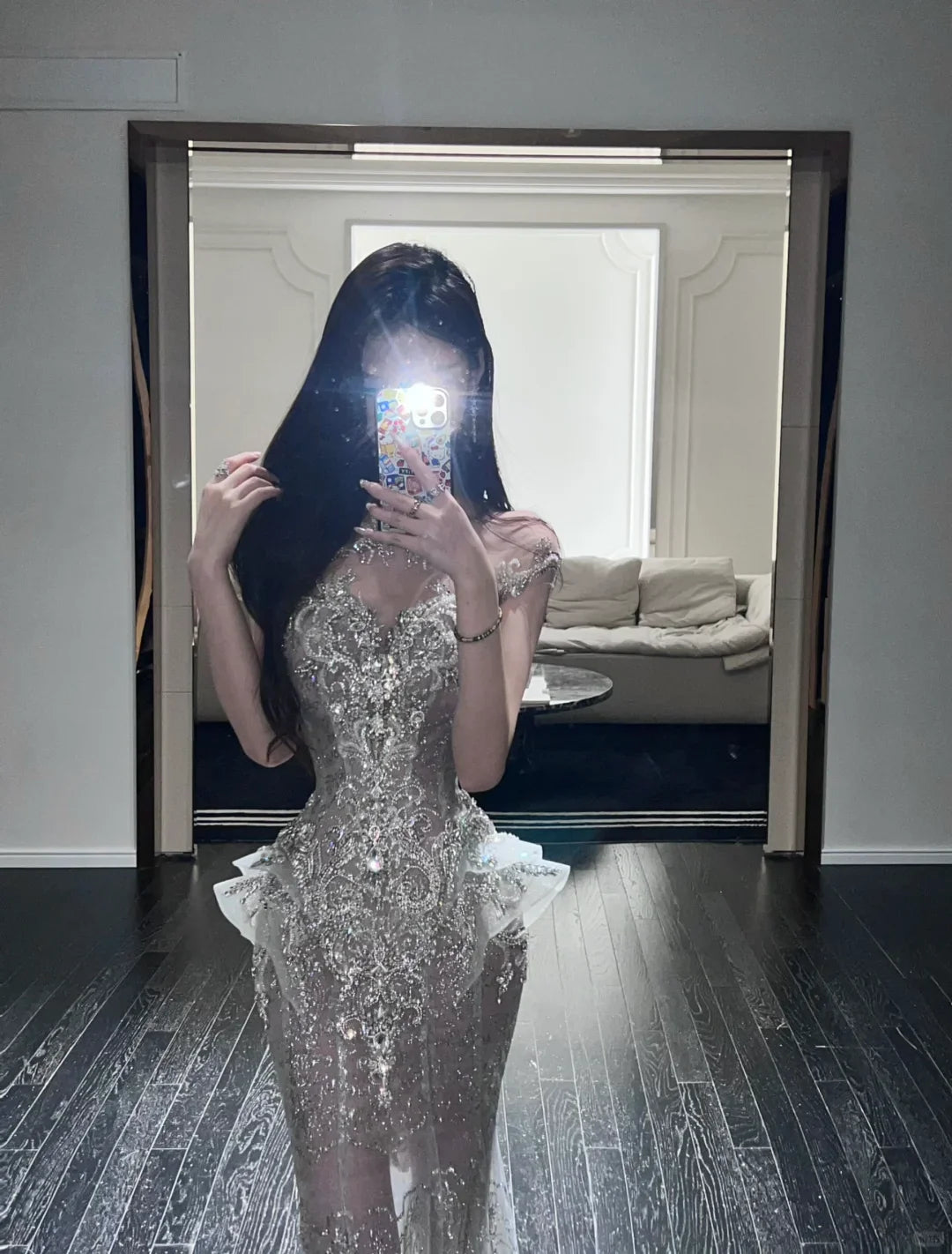 Elegant Mermaid Scoop Tulle Sequin Long Prom Dresses