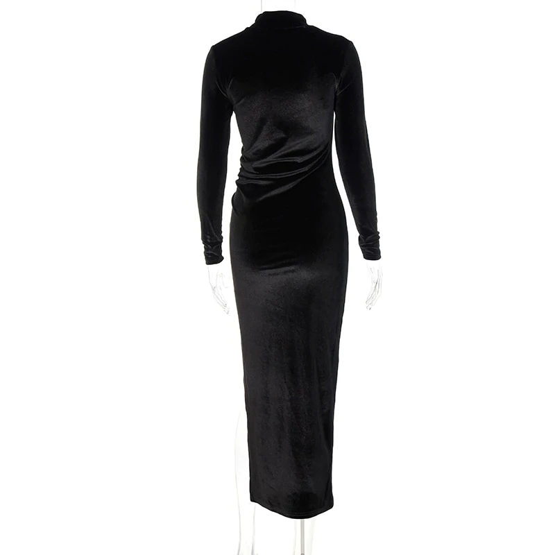 Black Velvet Side Slit Bodycon Prom Dress Simple Prom Dress