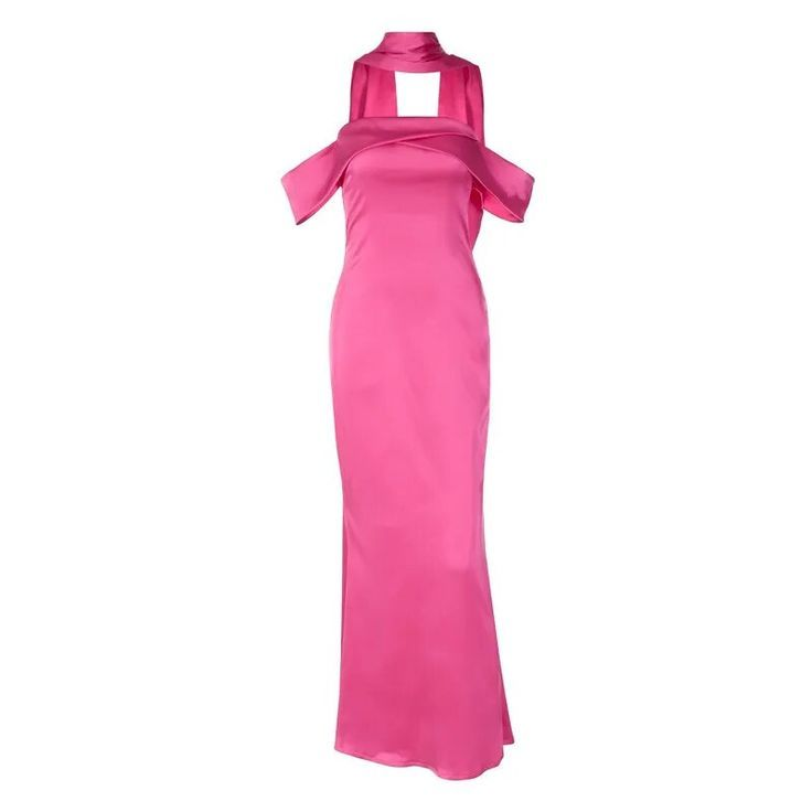Sexy Pink Mermaid Halter Satin Party Prom Dress