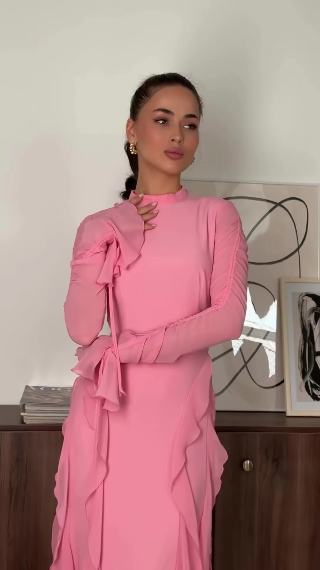 Ruffle Chiffon Women's Casual Dress Long Party Dress