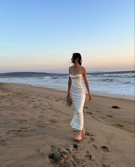Spaghetti Straps White Satin Long Party Dress Prom Evening Gown
