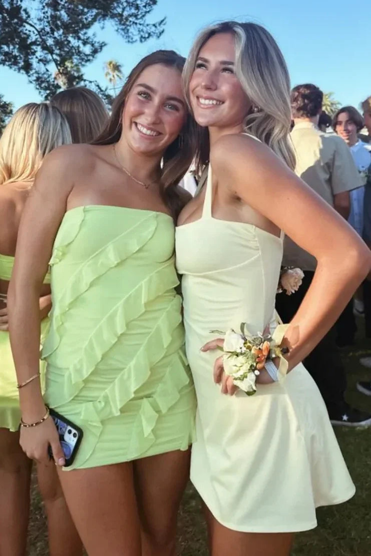 Pretty A Line Strapless Pink Short Homecoming Dress