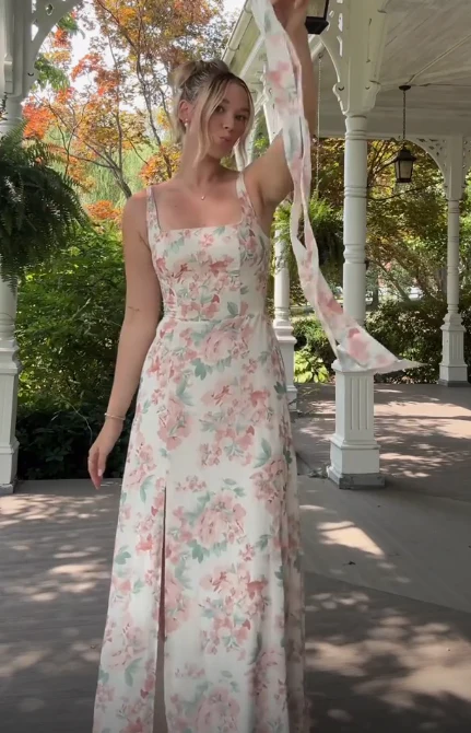 Beautiful Chiffon Print A Line Prom Dress Formal Party Evening Dress