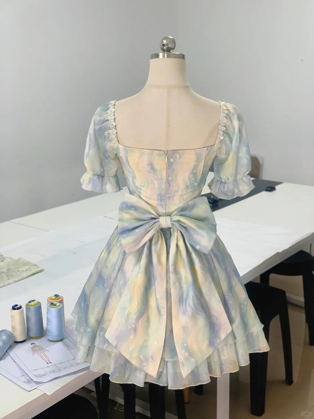 Pretty Blue Chiffon Lace A Line Birthday Outfits Formal Graduation Homecoming Dress
