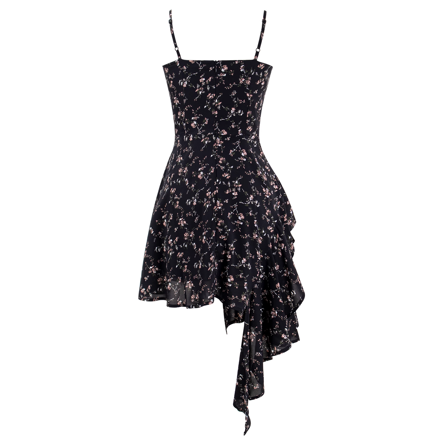 Women's Irregular Floral Suspender Dress Holiday Dresses