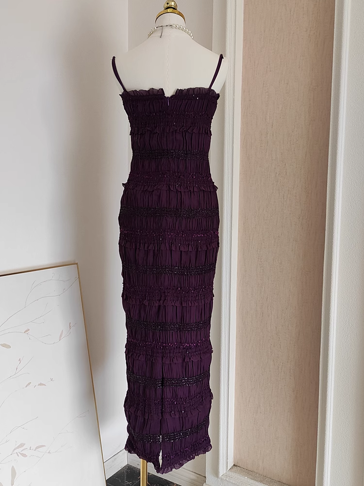 Sexy Sheath Spaghetti Straps Grape Sleeveless Party Dress Holiday Birthday Dresses For Women