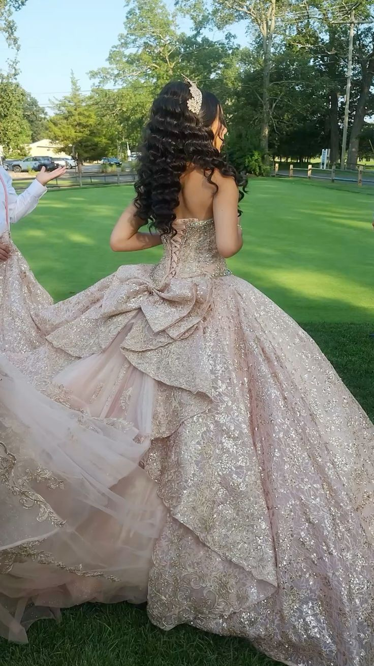 Pretty Pink Strapless Tulle Sequin Formal Quinceanera Dress Sweet 16 Dress With Bow