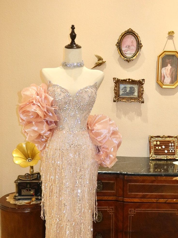 Shiny Prom Dress Sweetheart Tassel Evening Dress Gala Dress Birthday Party Dress
