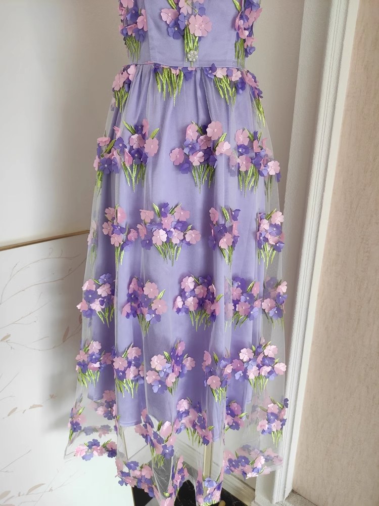 Cute A line Straps Sleeveless Lilac Floral Party Dress Short Birthday Outfits