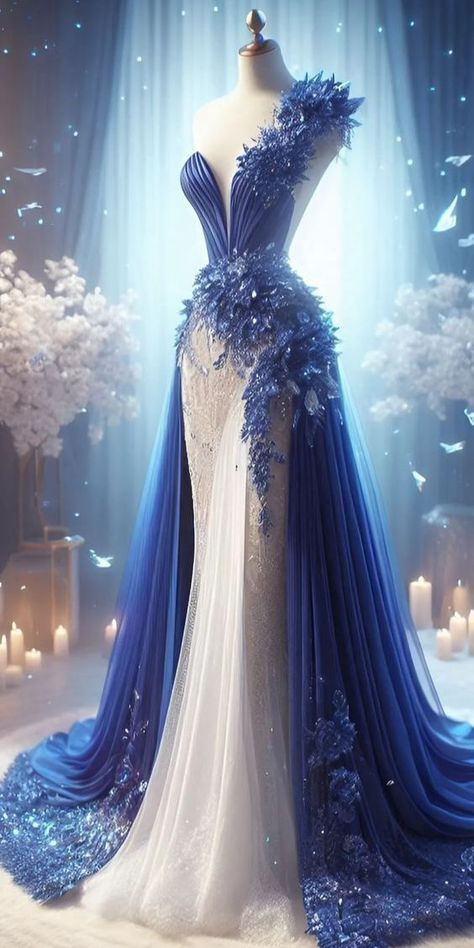 Gorgeous Blue One Shoulder Satin Lace Appliques Evening Dress,Mermaid Long Prom Dress Party Gown
