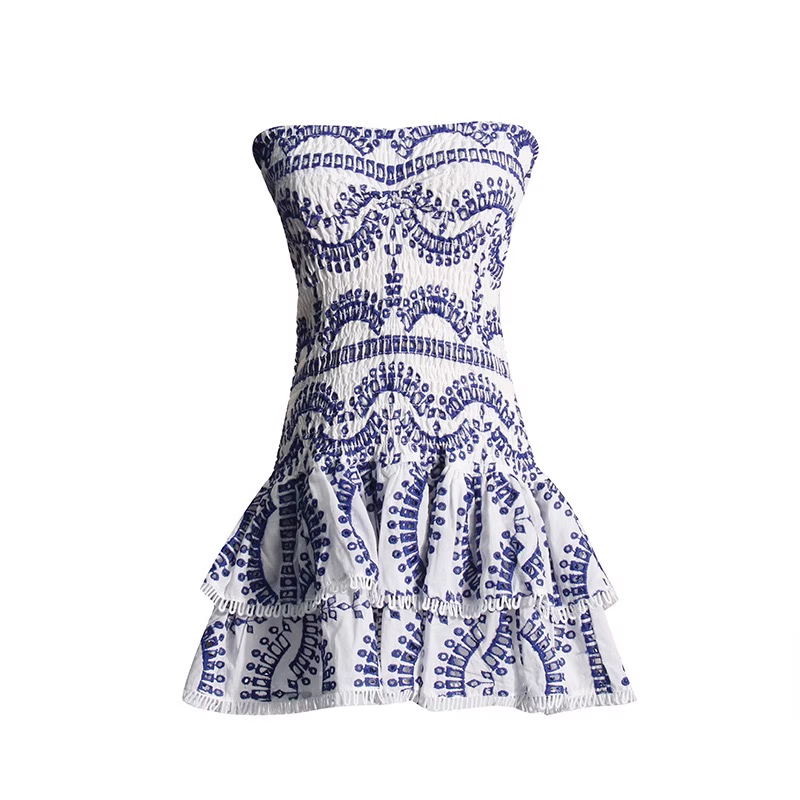 Cute Sheath Strapless Blue Lace Vacation Dress Short Birthday Dresses
