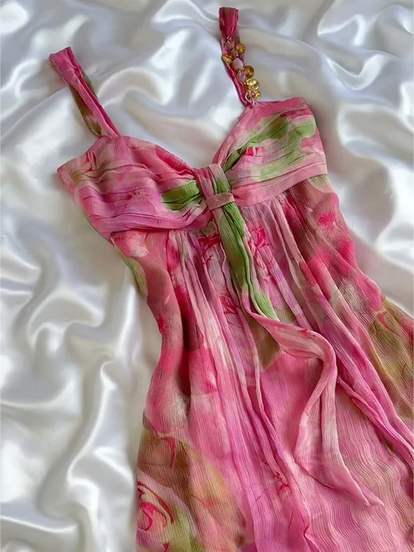 Pretty Pink Chiffon Printed Floral Short Graduation Homecoming Dress Formal 19th Birthday Outfits