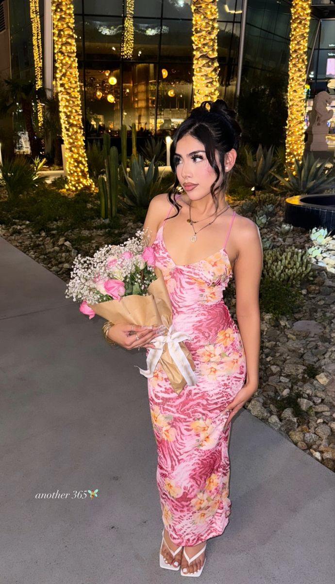 Glamorous Pink Satin Print Sheath Prom Dress,Spaghetti Strap Party Evening Gown