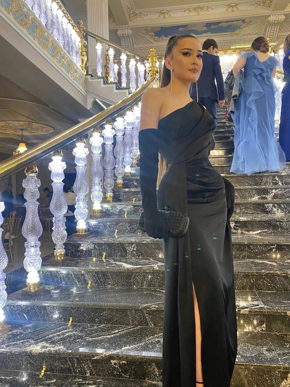 Sexy Black One Shoulder Evening Dress With Split,Black Formal Gown