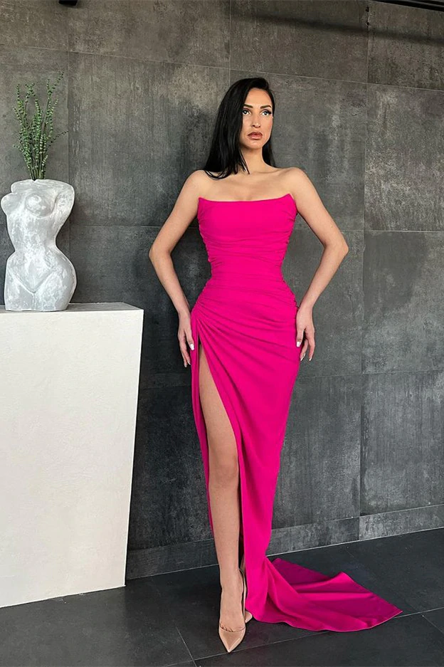 Elegant Sweetheart Mermaid Simple Prom Dresses with High Split