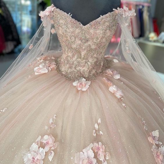 pink Sweetheart Quinceanera Dresses Ball Gown 3D Flowers Formal Prom Graduation Gowns Princess Sweet 15 16 Dress