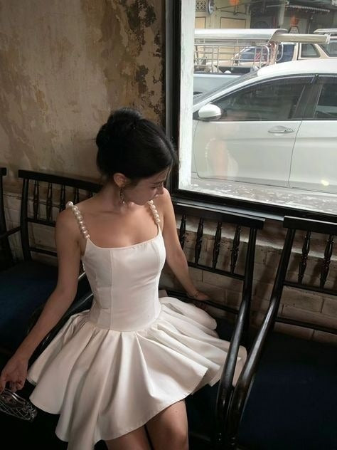 A Line White Short Evening Dress Homecoming Dress Short Party Dress