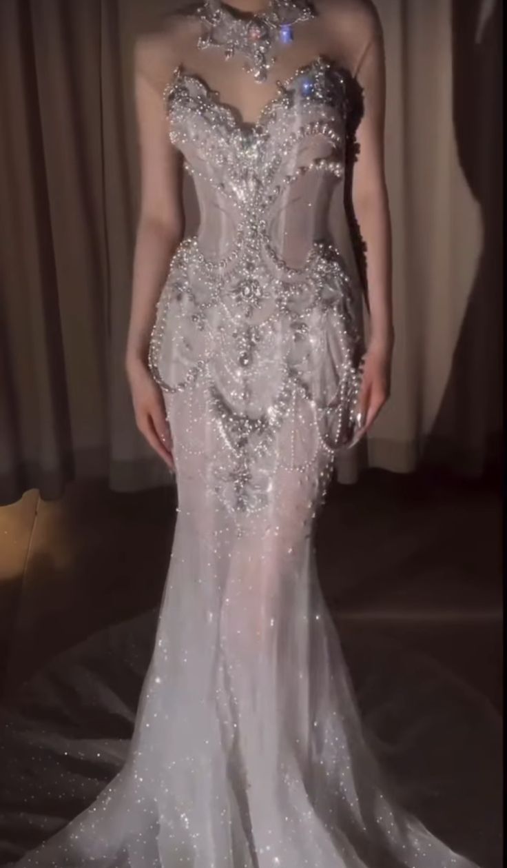 Pretty Mermaid Tulle Beads Long Prom Dresses Formal Evening Dress