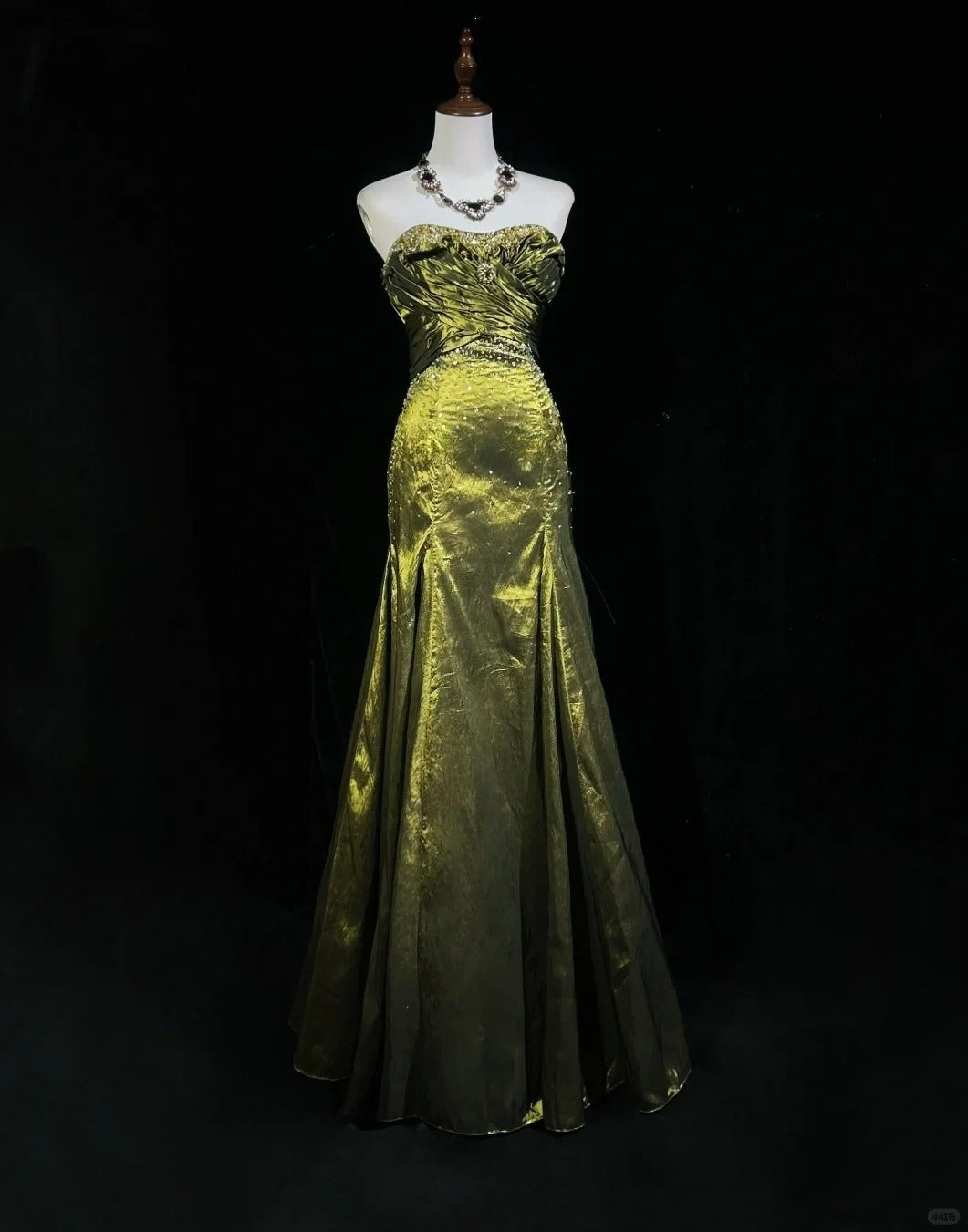 Vintage Green Strapless Long Prom Party Dress Long Evening Dress