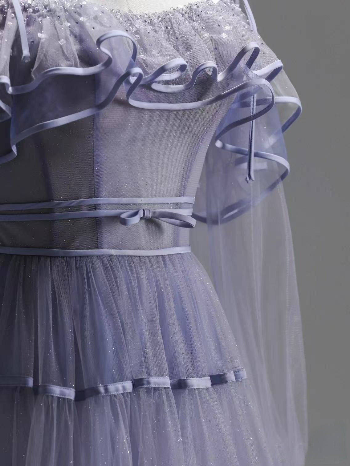 A Line Tulle Long Prom Dress Unique Evening Party Dresses