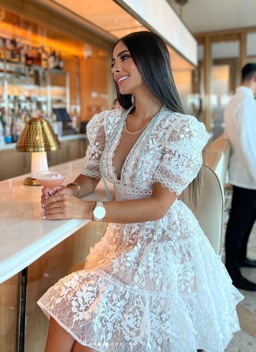 White Lace Birthday Outfit Short Evening Dress Cocktail Dresses Short Party Dress