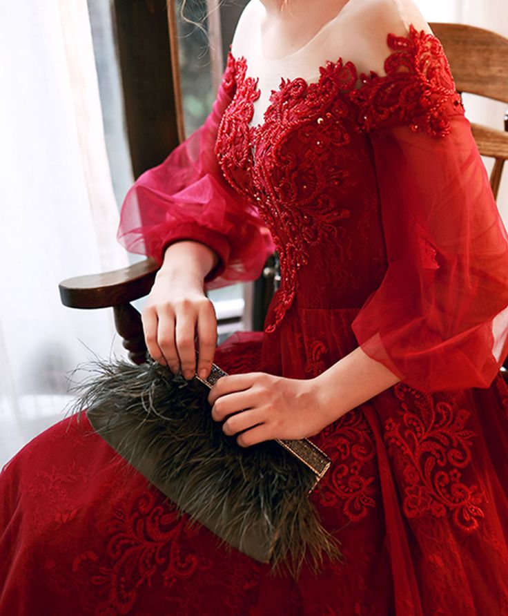Round Neck Tulle Beads Long Prom Dress Evening Dress