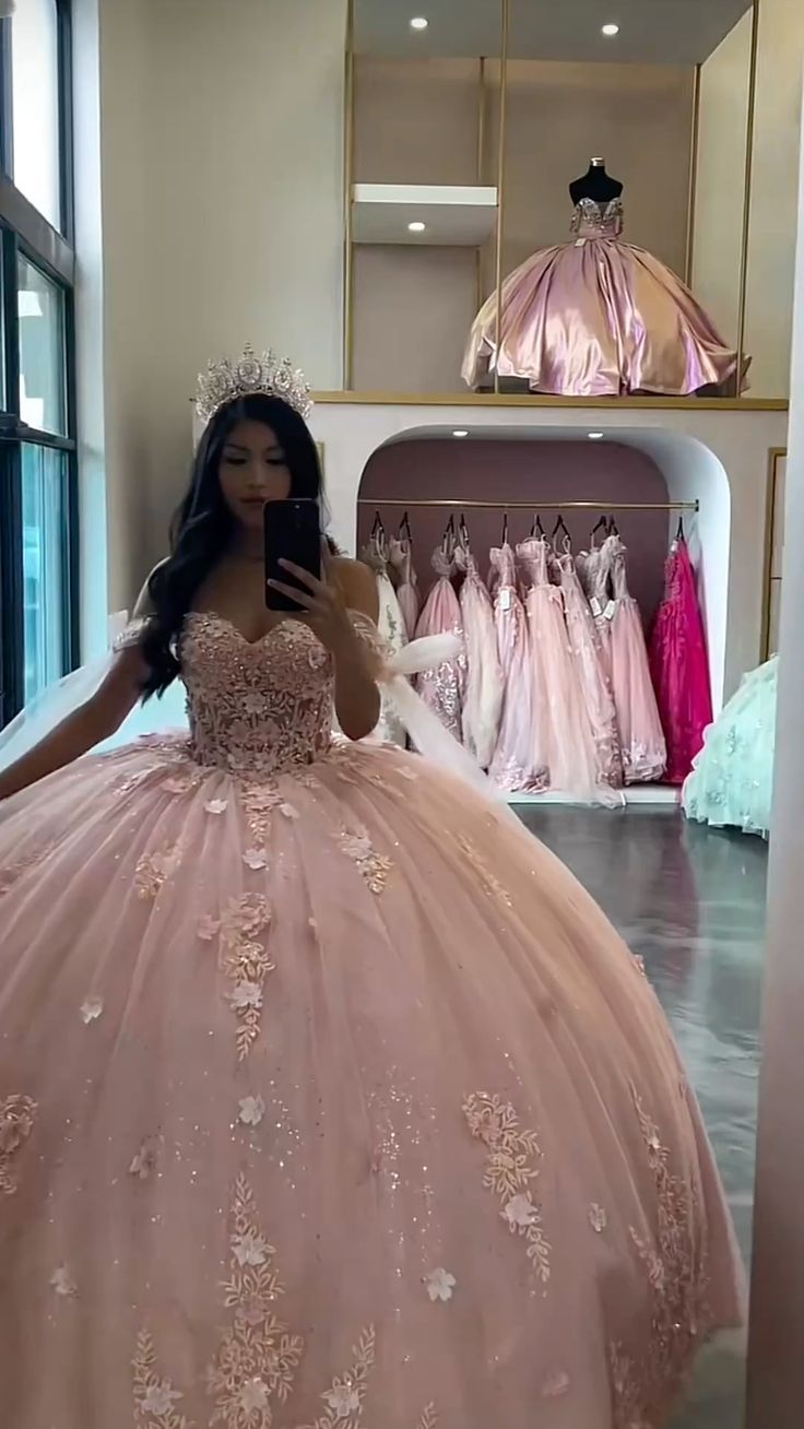 Pink A Line Off Shoulder Princess Quinceanera Dress Ball Gown, Sweet 16 Dresses