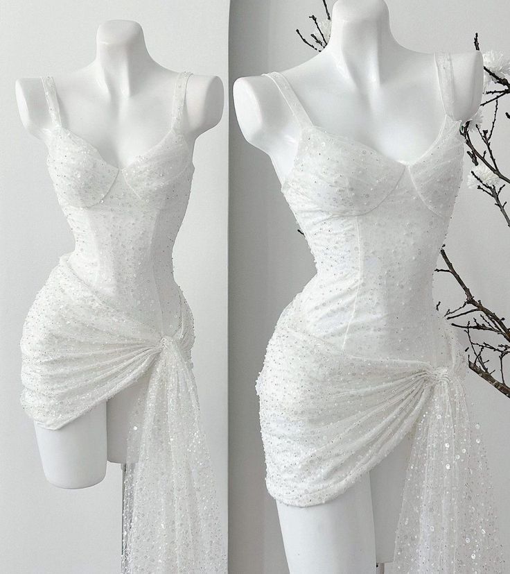 White Shinny Dress Women's Party Prom Dress Short Formal Dress