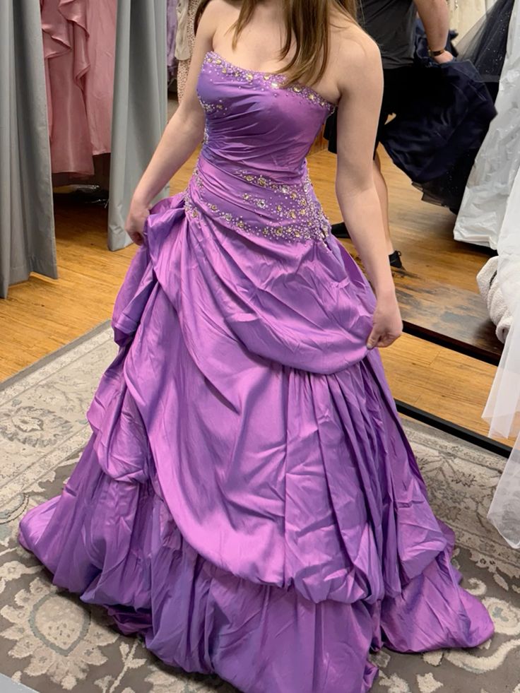 A Line Strapless Purple Long Formal Dress Prom Party Evening Dresses