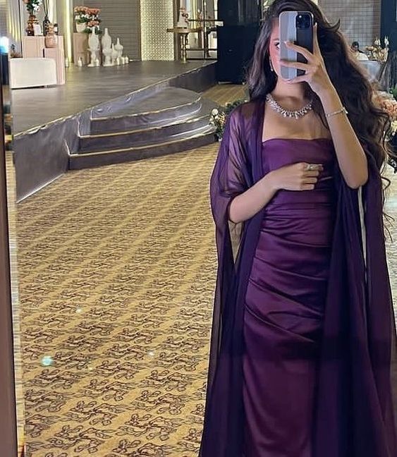 Evening Dresses Purple Long Prom Dresses Formal Evening Dresses With shawl