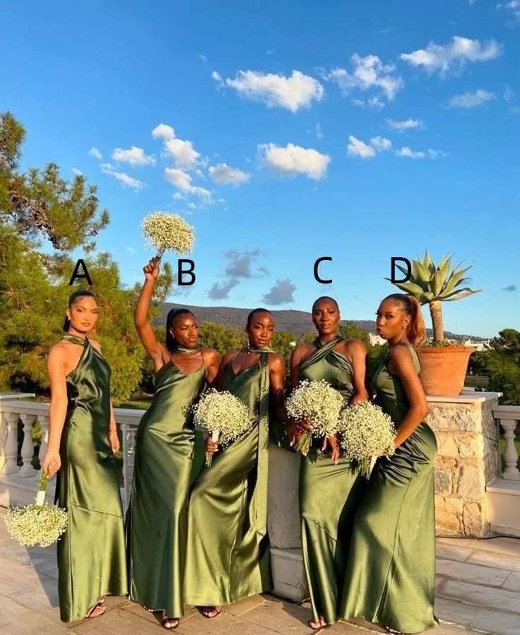Simple Green Bridesmaids Dresses Long Evening Dress
