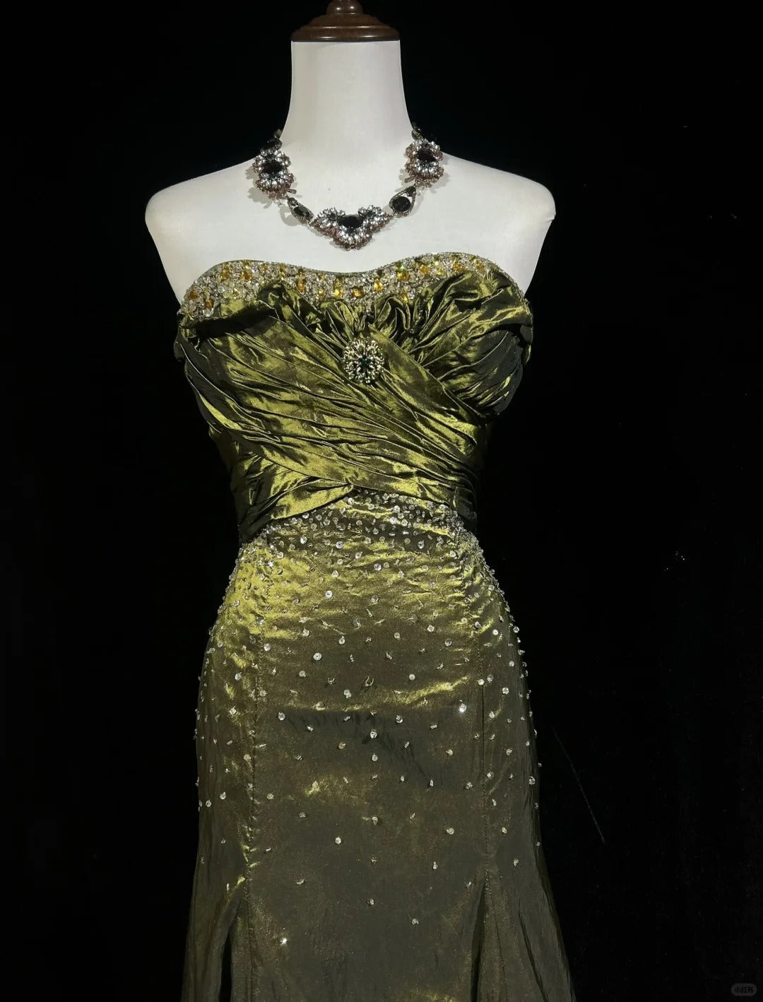 Vintage Green Strapless Long Prom Party Dress Long Evening Dress
