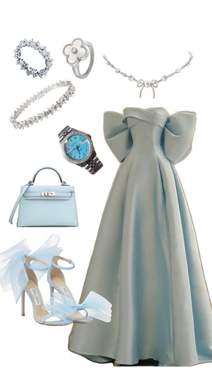 Sky Blue Long Satin Prom Dress With Big Bow In Back