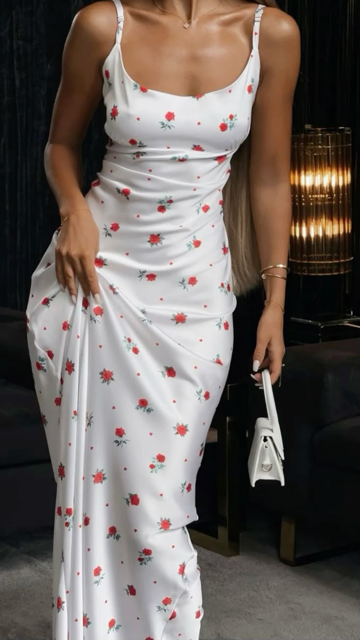 Rose Print Long Party Dress Evening Dress Prom Dresses